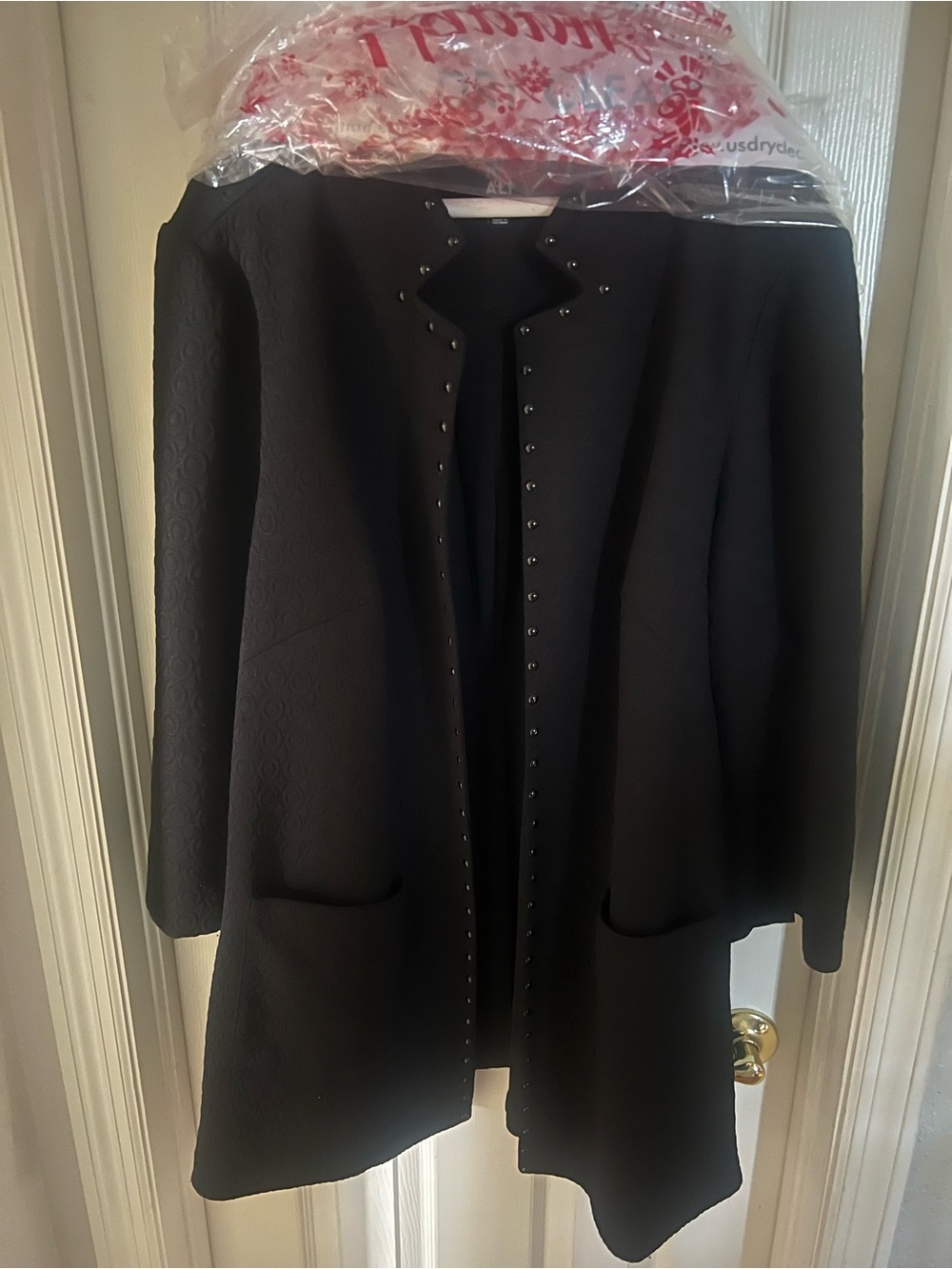 Roz & Ali Black Embossed Blazer, Lovely Plus Fit (2X)